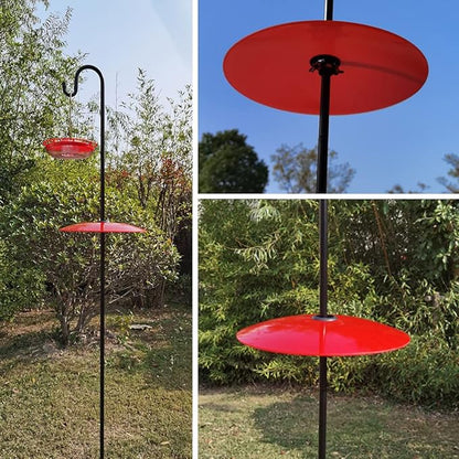 13" Glass Rain Guard for Bird Feeder Outdoors - Baffle on Shepherd Pole or S Hook Hanging - Large Weather Guard Protective Dome - Red (Dia. 33CM)