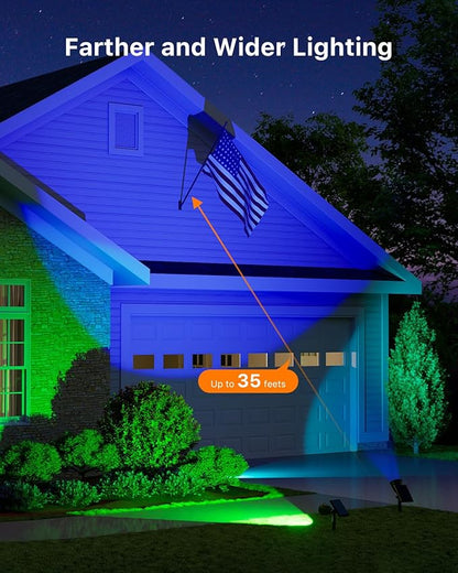 4 Pack Color Changing Solar Powered LED Spotlights Outdoor Waterproof Ultra Bright Sunset Spot Lights for Halloween Inflatable Decorations, Skeletons, Outside Landscape Uplights for Yard, Garden, Path