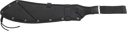 CRKT Halfachance Fixed Blade Parang Machete: 18 Inch Black Powder Coated Carbon Steel Parang Style Blade with Nylon Sheath for Survival, Hunting & Camping K920KKP