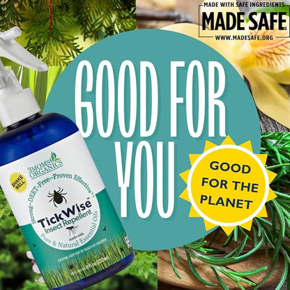 3 Moms Organics TickWise Insect Repellent, 32oz Extra Strength - DEET- Free, Tick and Insect Repellent, Plant Based Essential Oils, All Natural Ingredients, Safe for Kids, Adults, Dogs and Horses