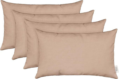RSH Décor Sunbrella Jumbo Lumbar Pillow Covers – Set of 4 | 26" x 16" | Outdoor Use – Patio, Lounge, Adirondack, Deck | Water & Fade-Resistant | Play Cameo | Includes Down-Alternative Inserts