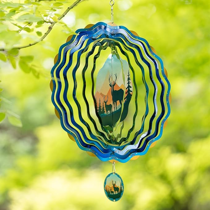Light Catcher Elks Wind Spinner for Outdoor, 12 inch Hanging Wind Spinners Garden Yard Patio Window Decor, 3D Kinetic Deer Wind Sculpture, Unique Gift for Women Mom Grandma Wife Men Holidays