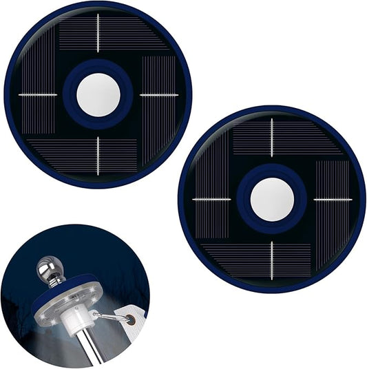 ZMTECH 2PC Flag Pole Light Solar Powered, Waterproof Solar Flag Pole Light for 5-10FT Flag Poles, Solar Light for 1 inch Diameter Flagpole Outdoor, Auto On/Off (Blue)