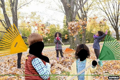 Rakes with Hardwood Handle, Durable Plastic Head to Sweep Leaves in Lawn and Tidying Up The Garden, 34" (Green), 6 Pack