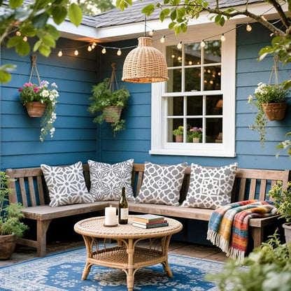 Cirzone Outdoor Pillow Covers 18x18 Set of 4 Morden Grey and White Geometric Patterns Waterproof Throw Outdoor Pillows Boho Decorations for Funiture Patio Garden Home