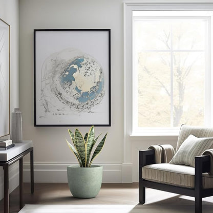 Kante 14 Inch Dia Round Concrete Planter, Indoor Outdoor Large Plant Pot with Drainage Hole and Rubber Plug for Home Patio Garden, Mint Green