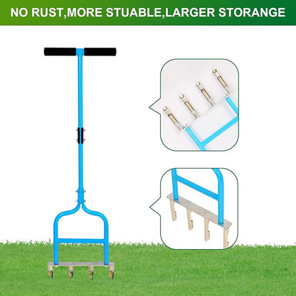 sancat Lawn Aerator with 4 Stainless Steel core Plug, 39inch Hollow Tine Aerator,Manual Yard Aerator,Grass Soil Aerator, Aerator Lawn Tool for Lawn Care.