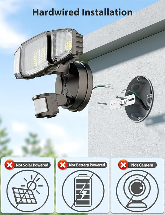 Olafus 80W Motion Sensor Outdoor Lights, 8000lm Hardwired Motion Flood Light, IP65 Waterproof LED Security Floodlights, 6500K Motion Detector Lights for Outside, Brown