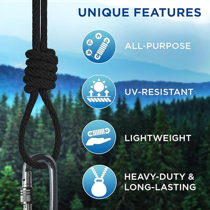 TECEUM 500lb Cotton Rope 3/16” (5 mm) – 50 FT | 100 FT – Strong All-Purpose Braided Rope – Natural Cotton – for Crafting, Сamping, Clothes Line, DIY, Indoor & Outdoor Use – Black