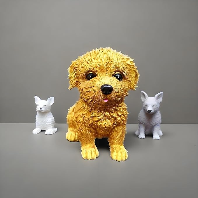 Dog Statue for Outdoor Maltese Dog Ornament Resin Bichon Frise Statue for Home Decor