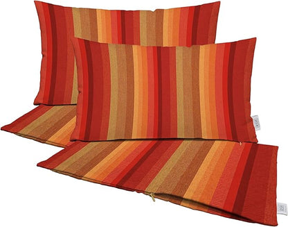 RSH DECOR: Sunbrella Pillow Covers Set of 4 | Covers Only - 20" x 12" | Outdoor Lumbar Pillow Covers Crafted with Sunbrella Performance Fabric | Astoria Sunset