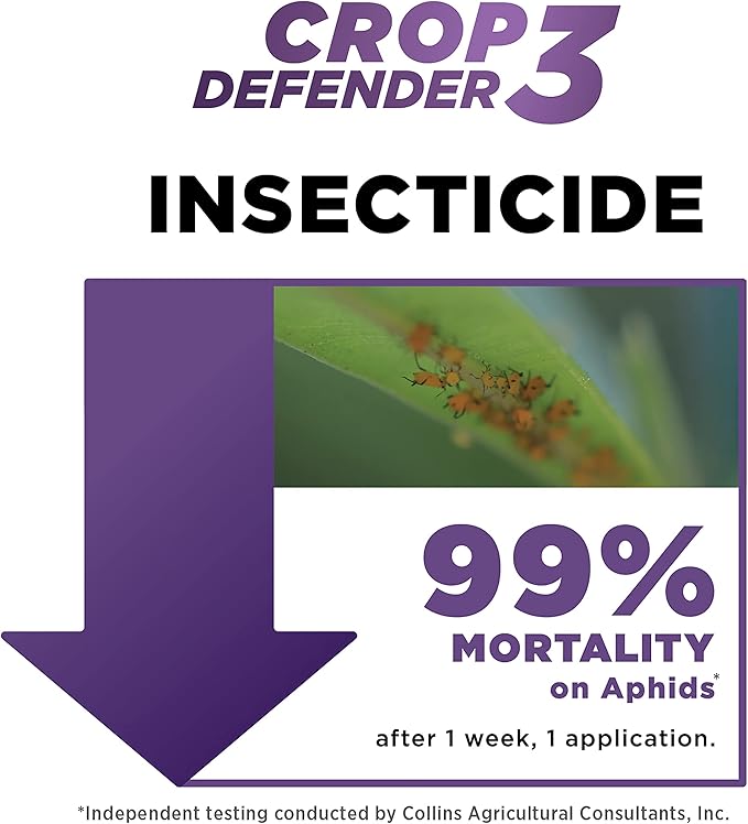 Grower's Ally Crop Defender 3 Concentrate 1 qt | Natural, Safe & Organic Insecticide & Fungicide Control for Plants - Powdery Mildew, Spider Mites & Russet Mite Killer – Makes 100 Gallons