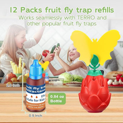 Fruit Fly Trap Refill Liquid Only, 2026 Upgrade Traps for Indoors, Efficient Gnat Killer Indoor, Fruit Bait Home, Kitchen (12, Blue)