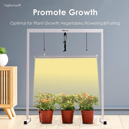 50W LED 2 feet Grow Light Lamp with Stand Rack CRI90+ for Horticulture Indoor Plant Growth Veg Flowering Fruiting,Full Spectrum 3300K,Iron Pipe Frame,Aluminum Heat Sink,Height Adjustable
