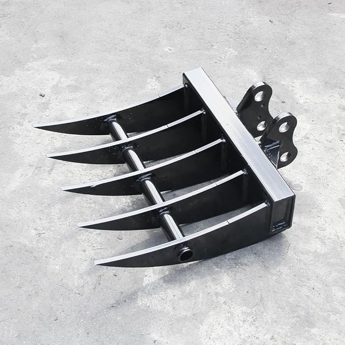 1 TON Mini Excavator Accessory Compatible Attaxhment Metal Wide Backhoe Rake,Hole Diameter: 25MM/0.98in