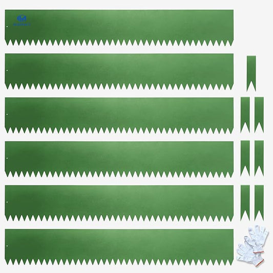 Metal Landscape Edging 6 Pack 40" L x 6" H,Galvanized Bendable Metal Garden Edging,Hammer- in Steel Landscape Edging with a Pair of Gloves and 7 Clips,Green (20 FT Total)