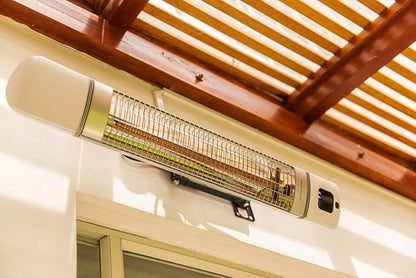 Infrared Patio Heater, Carbon Wall Mounted Heater 300/1500W, 6 Heat Modes Outdoor Heater, IP55 Waterproof, Instant Heat in 3 Seconds, Remote Control (WHITE)