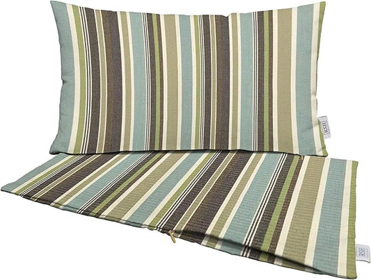RSH DECOR: Sunbrella Pillow Covers Set of 2 | Covers Only - 26" x 16" | Outdoor Lumbar Pillow Covers Crafted with Sunbrella Performance Fabric | Brannon Whisper