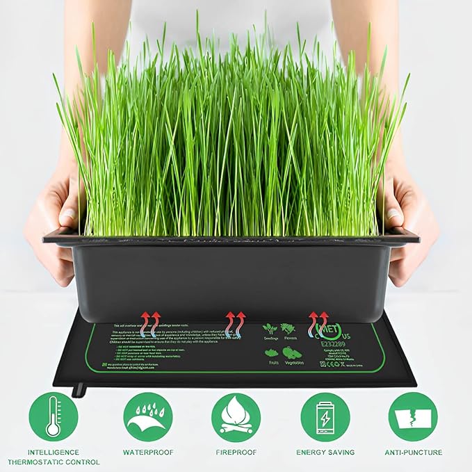 1 Pack 21W Seedling Heat Mat for Seed Starting,10" x 20.75" Waterproof Heating Pad for Indoor Plants Germination(M)