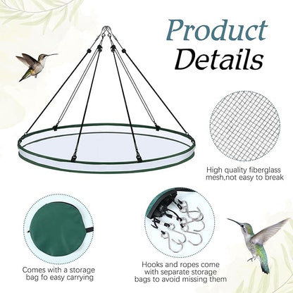 Universal Wild Bird Seed Catcher Hanging Hoop Platform Bird Seed Catcher Tray for Hummingbird Feeders Bee Feeder Outdoor Garden Accessories(1 Pieces,30 Inch)