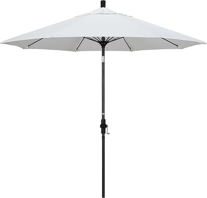 California Umbrella 9' Round Aluminum Pole Fiberglass Rib Market Umbrella, Crank Lift, Collar Tilt, Black Pole, Sunbrella Spectrum Mist