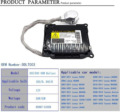 O-NEX Xenon D2S D4S 35W HID Ballast DDLT003 Factory OEM Direct Replacement Control Unit Module for Lexus Toyota 2006-2011