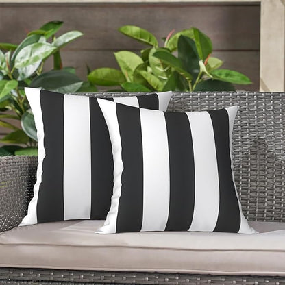 LVTXIII Indoor Outdoor Pillow Covers, Covers ONLY Patio Accent Square Toss Pillow Cushion Case 18" x 18" Pack of 2 for Sofa Couch Patio Furniture Decoration – Cabana Black