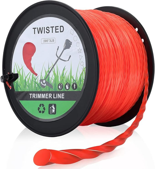 Hipa 095 Inch Trimmer Line,2.4mm/ 0.095" Weed Wacker Eater String, Commercial Grade Round Nylon String Trimmer Line Replacement for String Trimmer Weed Trimmer 3LB, Orange