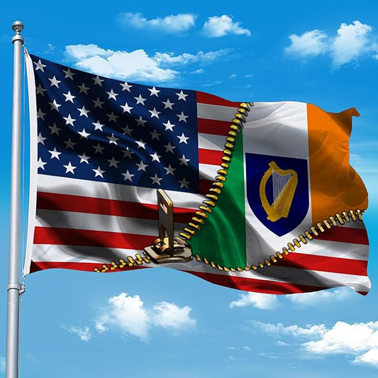 Vintage American America Usa Ireland Irish Flags For Outside Yard 3x5 Ft Double Sided Printed 100d Polyester Lightweight Garden Welcome Outdoor Banner Brass Grommets