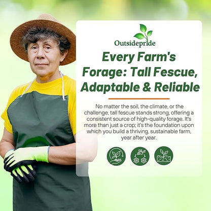 Outsidepride Forage Tall Fescue Grass Seeds - 25 lb. Perennial, Drought-Tolerant & Easy to Grow, Pasture Seeds for Planting Soft & Abundant Grass, Great for Grazing Livestock & Hay Production
