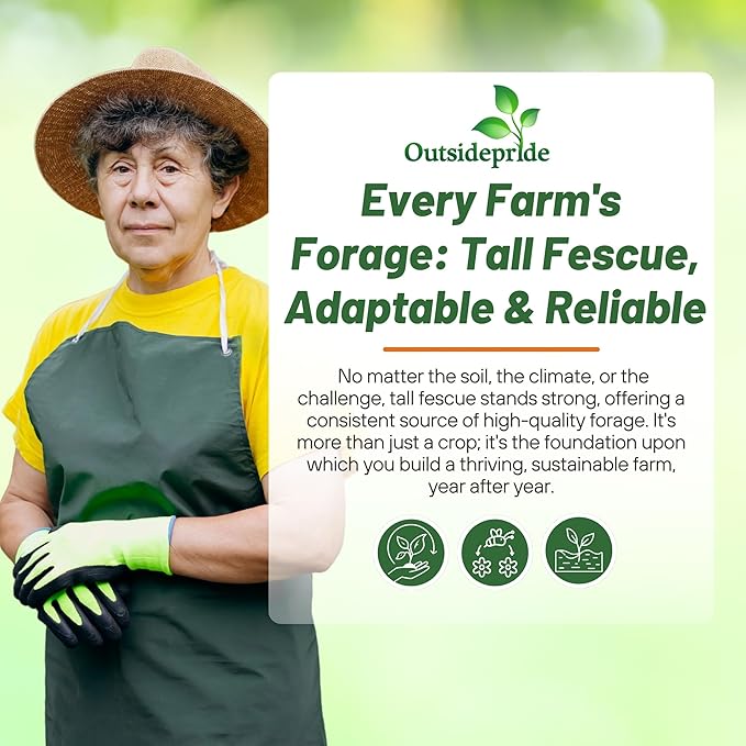 Outsidepride Forage Tall Fescue Grass Seeds - 50 lb. Perennial, Drought-Tolerant & Easy to Grow, Pasture Seeds for Planting Soft & Abundant Grass, Great for Grazing Livestock & Hay Production