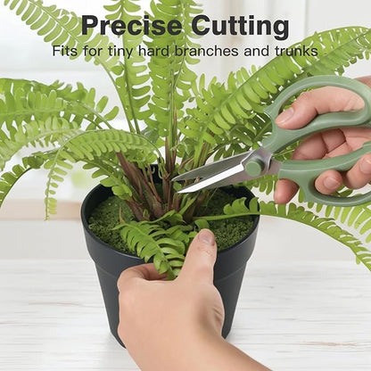 Housolution Flower Scissors, Strong Floral Shears, Premium Steel Pointed Garden Pruning Shears Floral Fruits Leaf Scissors Hand Pruner Snip Trimming Tool for Gardening Flower Arrangement,Avocado Green