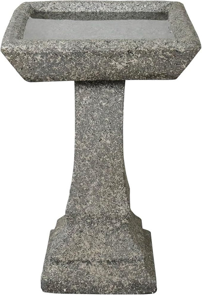 watnature Freestanding Birdbaths Outdoor - 15”Dia.X 22.8”Tall Concrete Standing Garden Bird Bath Feeder Bowl with Pedestal, Modern Outdoor Birdbath for Patio, Yard, Lawn Decor, Bird Bathing&Feeding