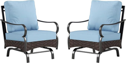 Rocking Patio Sofa Chairs - 2 PCS Outdoor Rocking Armchairs, Patio Seating with High Back Deep Seat for Porch Deck Balcony
