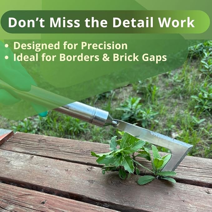 3-in-1 Stand Up Weeder Tool with Long Handle – Includes Edger Blade, Weeding Hoe & Root Remover – Manual Weed Puller for Lawn, Garden, Driveway & Sidewalk – Ergonomic & Detachable