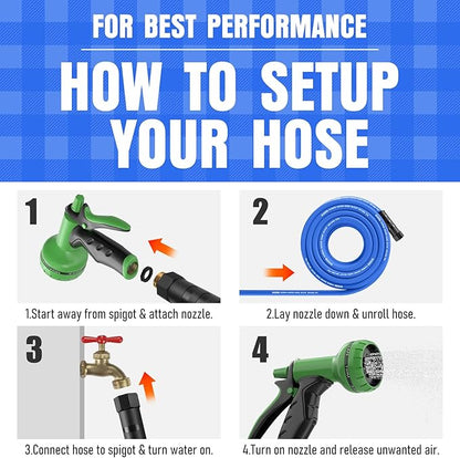 Heavy Duty Garden Hose 6 ft, Non-Expanding Flexible Water Hose, Kink Resistant Lightweight Hybrid Hose, Leakproof Hose Male to Female Fittings