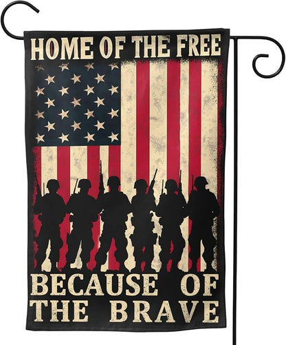 Veterans Day Garden Flag 4th of July Decorations Vertical Double Sided Outdoor Yard Flags 12.5x18 Inch Burlap Banners for House Lawn