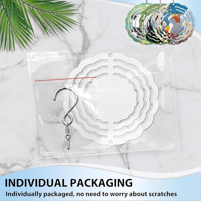 5 Pack 3 inch Sublimation Wind Spinners Blanks Wind Spinner Sublimation Blank Bulk 3D Aluminum Metal Wind Spinners for Yard and Garden Indoor Outdoor Window Porch Front Door Decoration Round