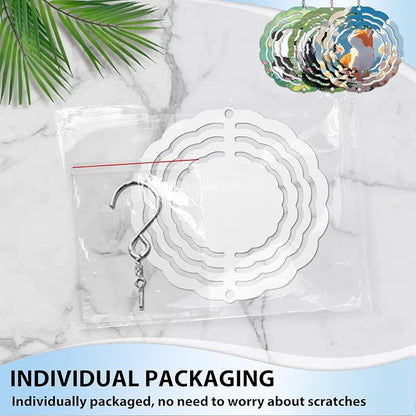 5 Pack 3 inch Sublimation Wind Spinners Blanks Wind Spinner Sublimation Blank Bulk 3D Aluminum Metal Wind Spinners for Yard and Garden Indoor Outdoor Window Porch Front Door Decoration Round
