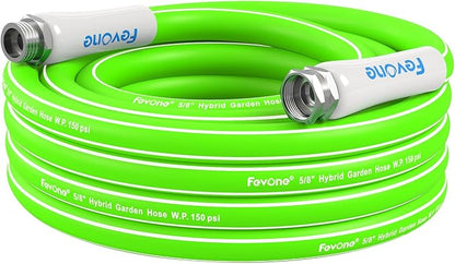 Fevone Garden Hose 25 ft., Lightweight Hybrid Water Hose, Flexible and Durable, Leak-Free Connections