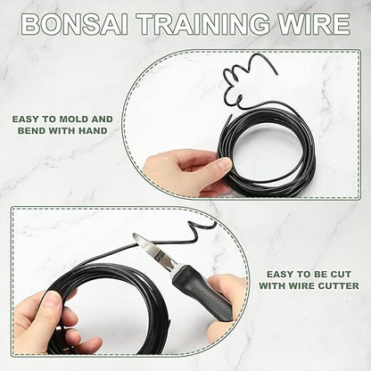Bonsai Training Wire, 6mm x 9.8 ft Anodized Aluminum Floral Plant Training Wire Bendable Metal Stems Accessories for Gardening Branch Fixing Crafts (Black)