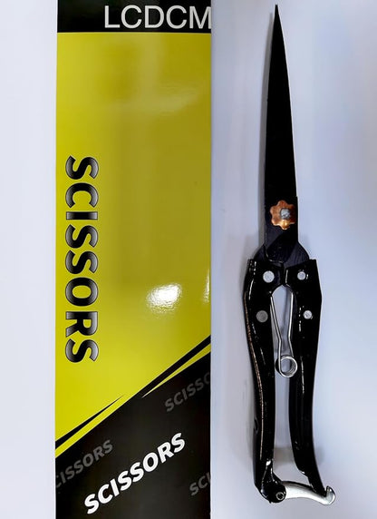 Grass Sheep Shear - Coated Wear-Resistant Handle, Manganese Steel Double-Edged, Strong Spring Suitable For Manual Shearing of Cow, Sheep, and Horse Hair (Black 10.2 inches)