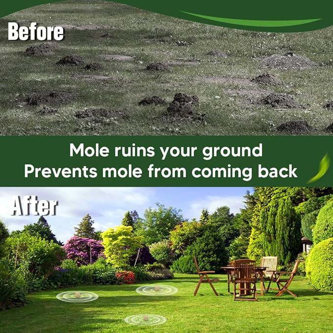 Mole Repellent Outdoor, Gopher Repellents, Vole Repellent for Lawn, Natural Groundhog Repellent, Safe for People & Pets, Mole Repellent for Lawn and Garden, 3 Months Protection -10P