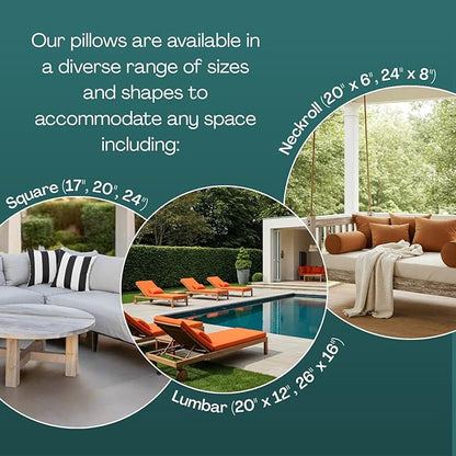 RSH DECOR: Square Throw Pillows Set of 2 | 17” x 17” | All-Weather Spun Fabric | Water and Fade-Resistant | Outdoor Accent Pillows for Patio Furniture | Beachcrest Caviar