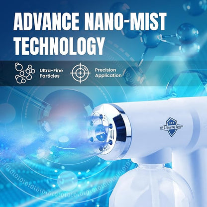The Original Disinfectant Fogger Machine - Professional Sanitizer Sprayer - ULV Atomizer & Nano Steam Gun – Rechargeable Barber Spray Gun with Blue Light V2