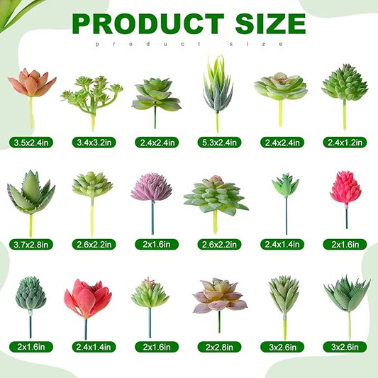 WILLBOND 50 Pcs Bulk Mini Artificial Succulents Plants Assorted Unpotted Realistic Plants Fake Textured Succulent Picks Realistic Plastic Cactus Stems for Succulent Garden Home Decor (Normal Style)