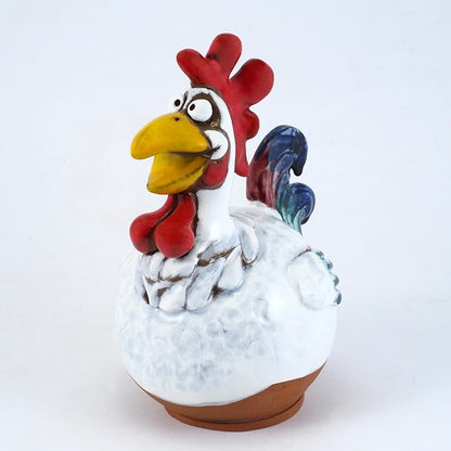 Ceramic Garden Decor - Rooster Lawn stake - Outdoor statue - Perfect, unique gifts for gardeners woman, men, yard gifts - Handmade, Frostproof