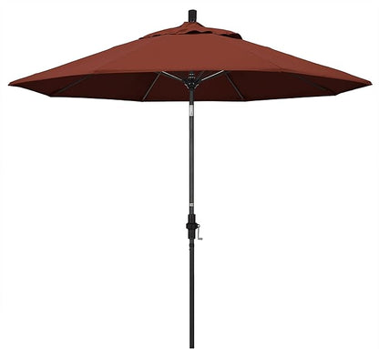 California Umbrella 9' Round Aluminum Pole Fiberglass Rib Market Umbrella, Crank Lift, Collar Tilt, Black Pole, Sunbrella Spectrum Mist