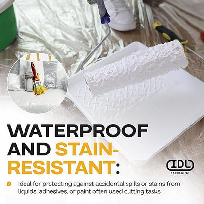 Plastic Sheeting 4 mil, 6' x 50' (300 sq.ft.), Pack of 4 - Thick Semi-Clear Plastic Sheeting for Construction, Painting, Drop Cloth, Slide&Slip - Heavy Duty LDPE Film Roll by IDL Packaging