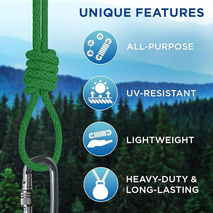 TECEUM Cotton Rope 3/16” (5 mm) – 100 FT – Strong All-Purpose Braided Rope – Natural Cotton – for Crafting, Сamping, Clothes Line, DIY, Indoor & Outdoor Use – Green